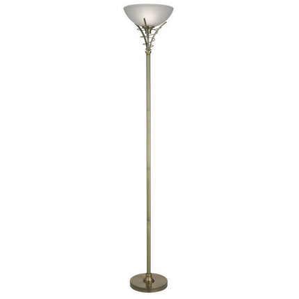 Searchlight Linea Brass Floor Lamp Centre Dome Glass