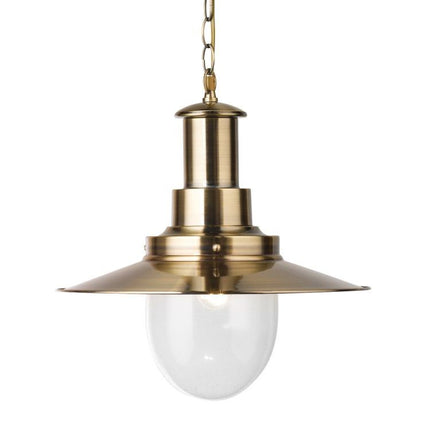 Searchlight Large Fisherman Brass Ceiling Light Seeded Glass Shade