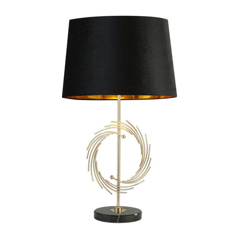 Searchlight Roman Table Lamp With Marble Base, Gold With Black Shade, Gold Interior