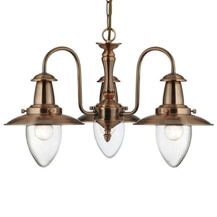 Searchlight Fisherman Copper 3 Light Seeded Glass Shades