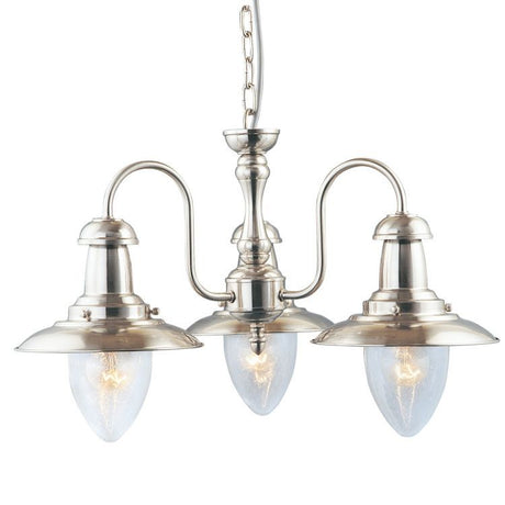 Searchlight Fisherman Silver 3 Light Fitting Seeded Glass Shades