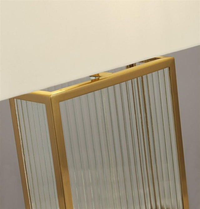Searchlight Clarendon Table Lamp - Tempered Glass, Brass & Velvet Shade
