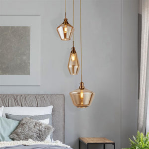 Morehead 3Lt Multi-Drop Pendant Ceiling Light Brass/Champagne - Comet Lighting