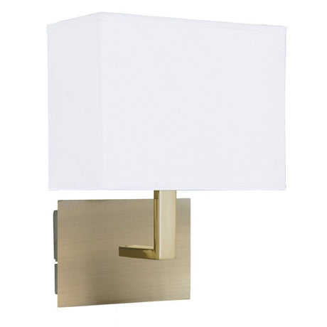 Searchlight Brass Wall Light White Rectangular Shade
