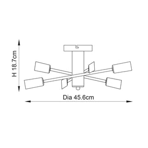Havana 6-Light Semi Flush Ceiling Light Chrome - Comet Lighting
