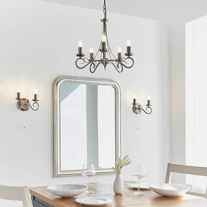 Trafford 5-Light Pendant Ceiling Light Antique Silver - Comet Lighting