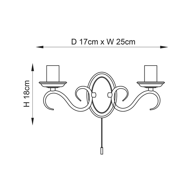 Bernice 2-Light Wall Light Antique Brass - Comet Lighting