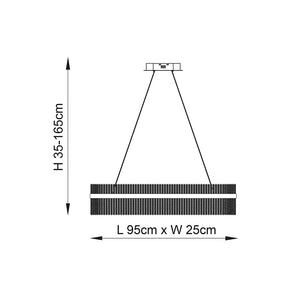 Ribble Linear Pendant Ceiling Light Chrome - Comet Lighting