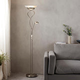 Monaco Mother & Child Task Floor Lamp Satin Chrome - Comet Lighting