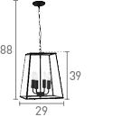 Searchlight Voyager Black Tapered 4 Light Lantern Glass Shade
