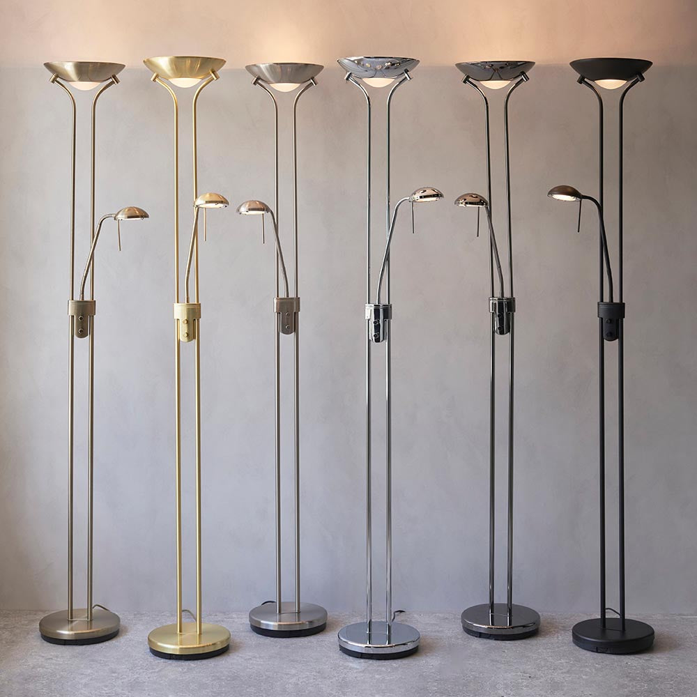 Rome Mother & Child Task Floor Lamp Satin Chrome - Comet Lighting