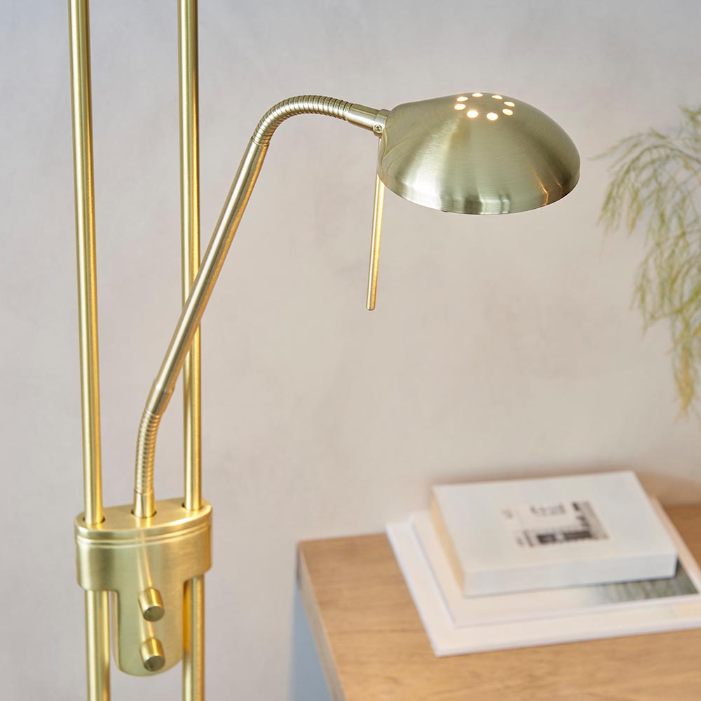 Rome Mother & Child Task Floor Lamp Satin Brass - Comet Lighting