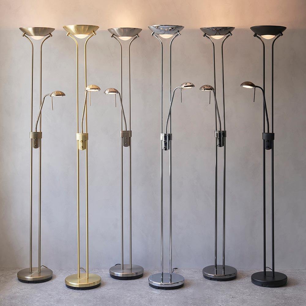 Rome Mother & Child Task Floor Lamp Satin Brass - Comet Lighting