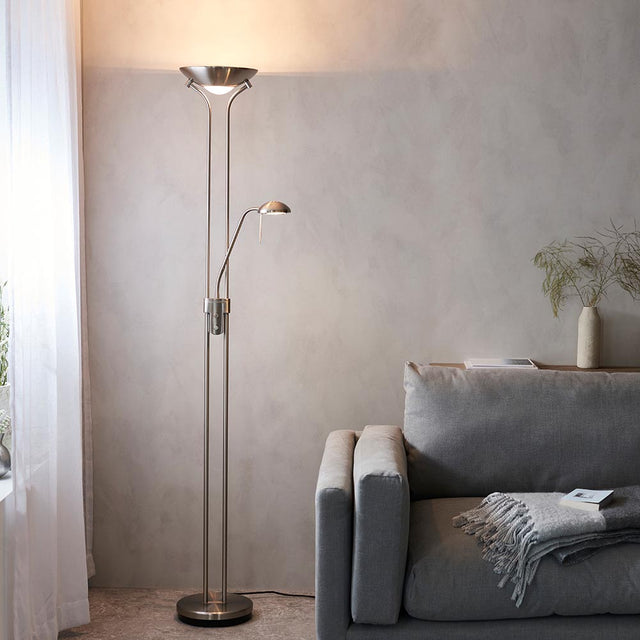 Rome Mother & Child Task Floor Lamp Satin Chrome - Comet Lighting