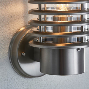 Louvre 1-Light Outdoor Wall Light & PIR Stainless Steel - Comet Lighting