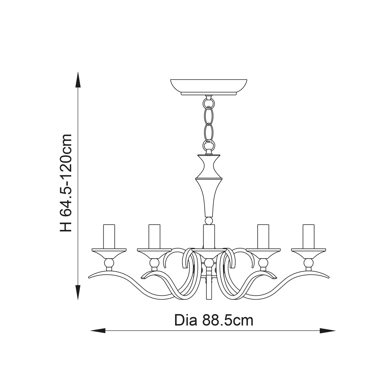 Kora 8-Light Pendant Ceiling Light Chrome - Comet Lighting