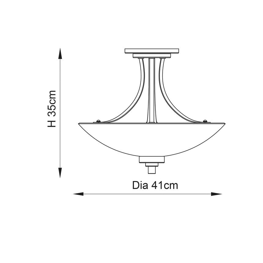 Welles 3-Light Semi Flush Ceiling Light Satin Nickel