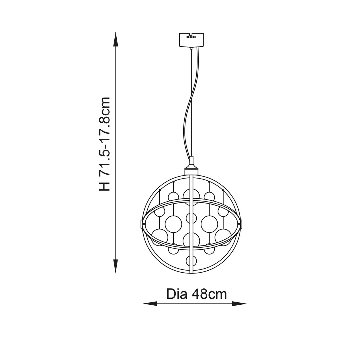 Muni 480mm Pendant Ceiling Light Chrome - Comet Lighting