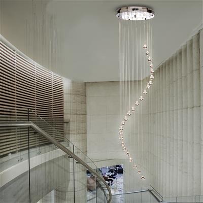 Searchlight Hallway Chrome 5 Light Multi-Drop Pendant Crystal Balls