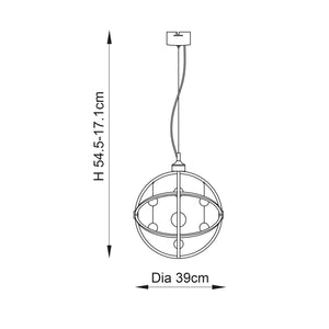 Muni 390mm Pendant Ceiling Light Chrome - Comet Lighting