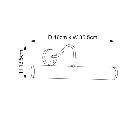 Turner 2-Light 355mm Picture Light Brass