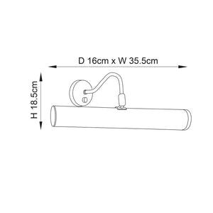 Turner 2-Light 355mm Picture Light Chrome - Comet Lighting