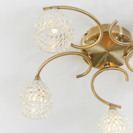 Boyer 5-Light Semi Flush Ceiling Light Antique Brass
