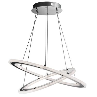 Searchlight Solexa 2 Hoops Chrome Pendant Light Acrylic Rings - Comet Lighting