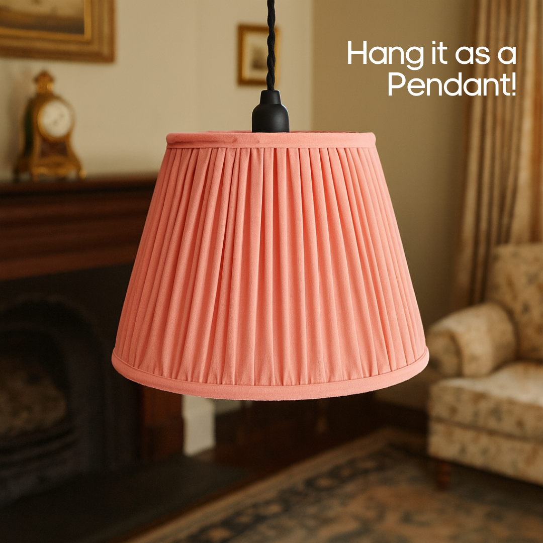 AARTIN STRAIGHT EMPIRE GATHERED LAMPSHADE IN LIGHT PINK SILK