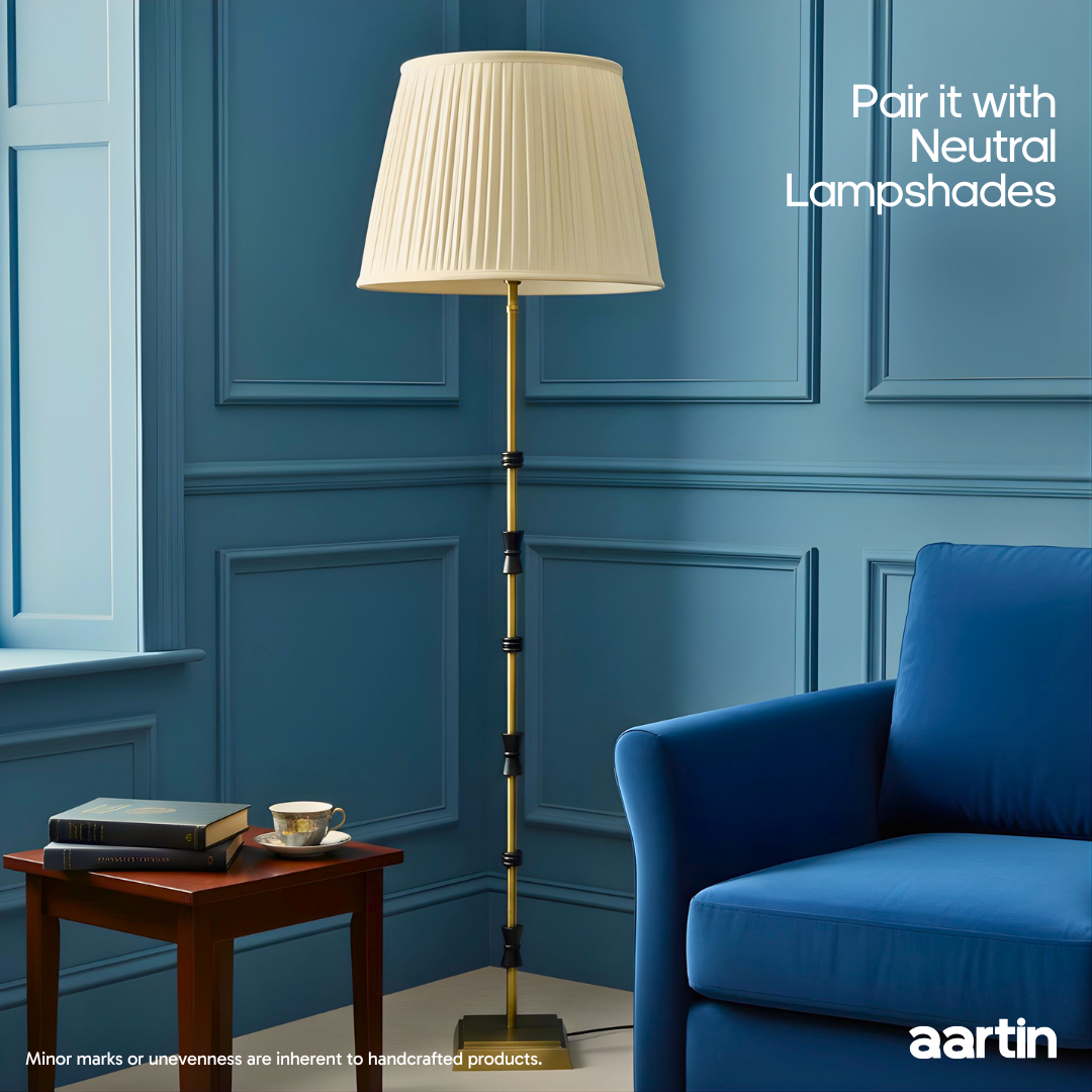 AARTIN LILY FLOOR LAMP IN ANTIQUE BRASS & MATTE BLACK (BASE ONLY)