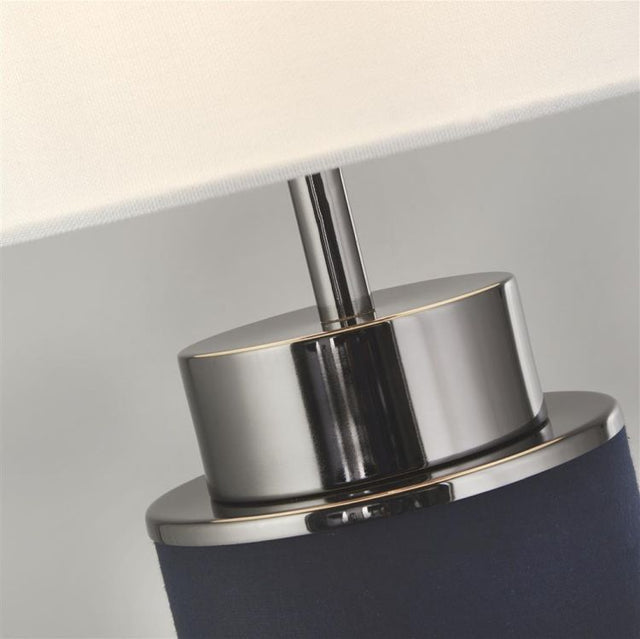 Searchlight Flask Table Lamp - Navy Linen with Black Nickel, White Shade