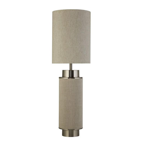 Searchlight Flask Table Lamp -Natural Hessian with Satin Nickle