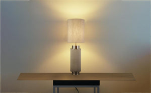 Searchlight Flask Table Lamp -Natural Hessian with Satin Nickle - Comet Lighting