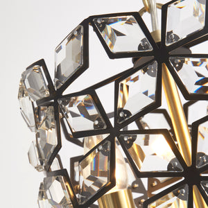 Iris 2Lt Pendant - Black Metal, Crystal & Brass