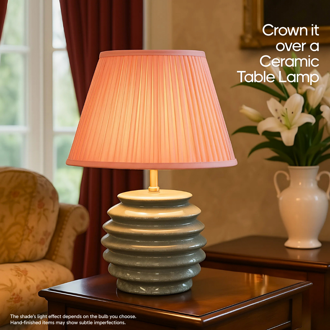 AARTIN STRAIGHT EMPIRE GATHERED LAMPSHADE IN LIGHT PINK SILK