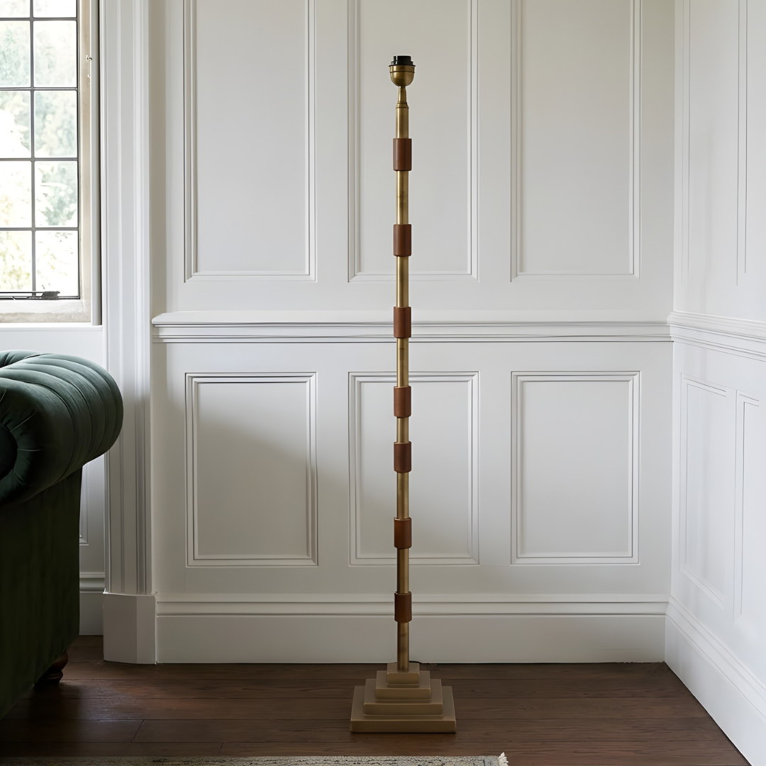 AARTIN Clover Floor Lamp - Antique Brass & Wood (Base Only)