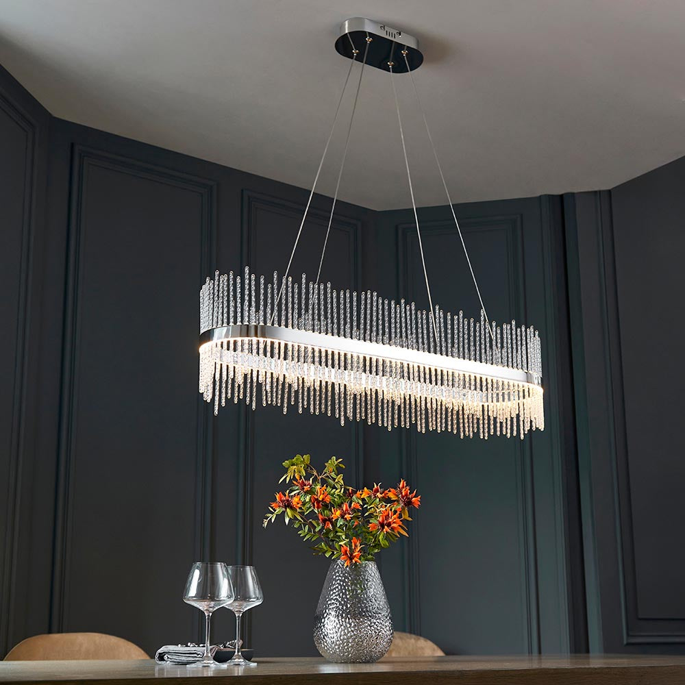 Ribble Linear Pendant Ceiling Light Chrome