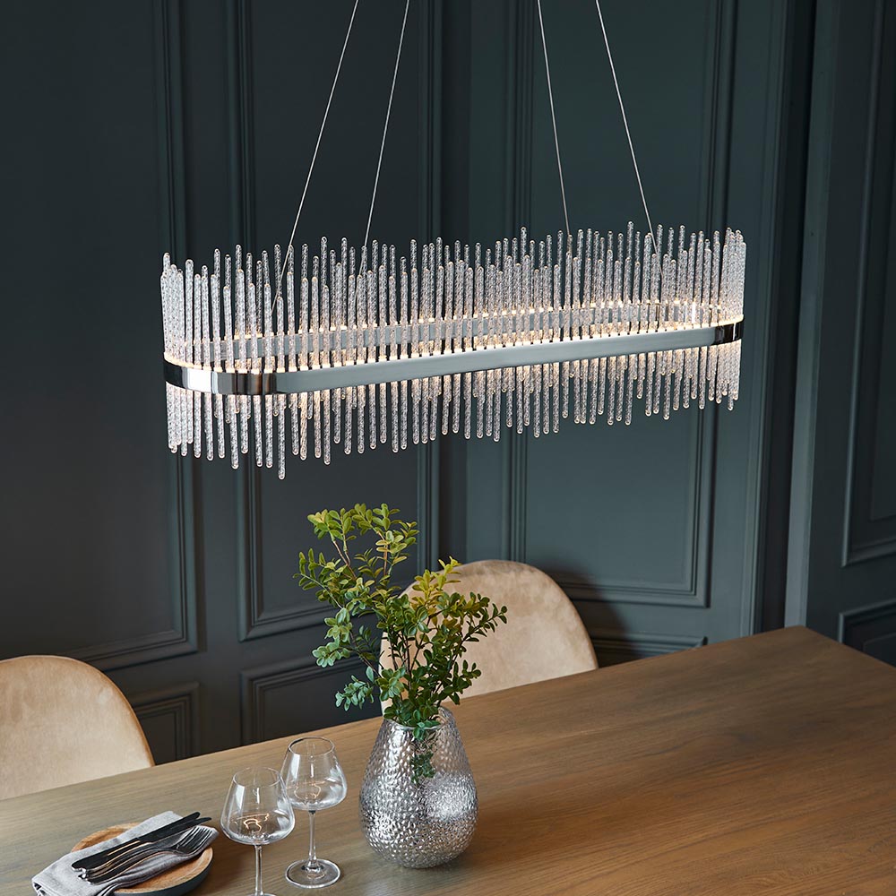 Ribble Linear Pendant Ceiling Light Chrome