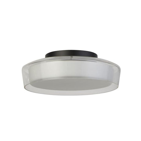 Searchlight Puck Flush Bathroom Ceiling Light - Black Metal & Opal, IP44