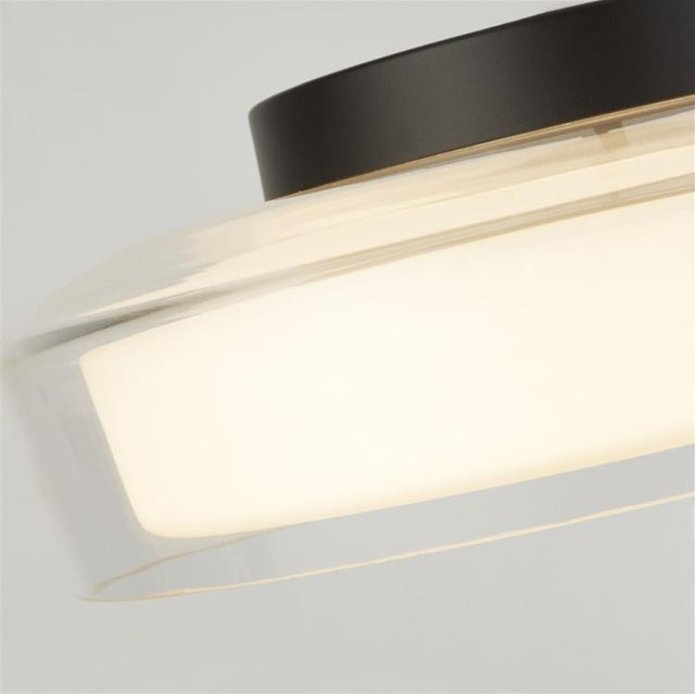 Searchlight Puck Flush Bathroom Ceiling Light - Black Metal & Opal, IP44