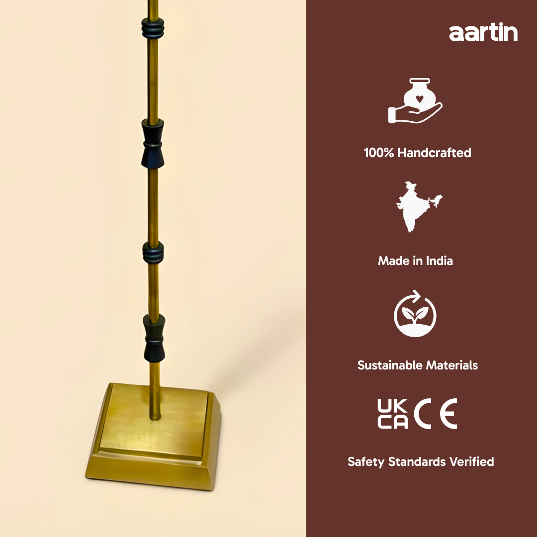 AARTIN LILY FLOOR LAMP IN ANTIQUE BRASS & MATTE BLACK (BASE ONLY)