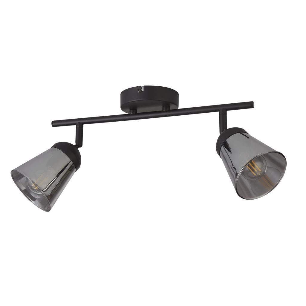 Mega 2Lt Spotlight - Black Metal & Smoked Glass - Comet Lighting