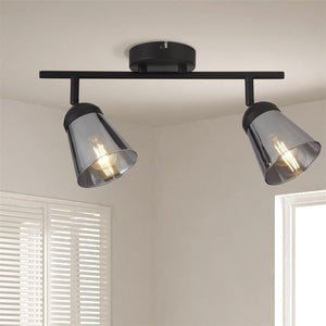 Mega 2Lt Spotlight - Black Metal & Smoked Glass - Comet Lighting