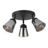 Mega 3Lt Round Spotlight - Black Metal & Smoked Glass - Comet Lighting