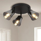 Mega 3Lt Round Spotlight - Black Metal & Smoked Glass - Comet Lighting