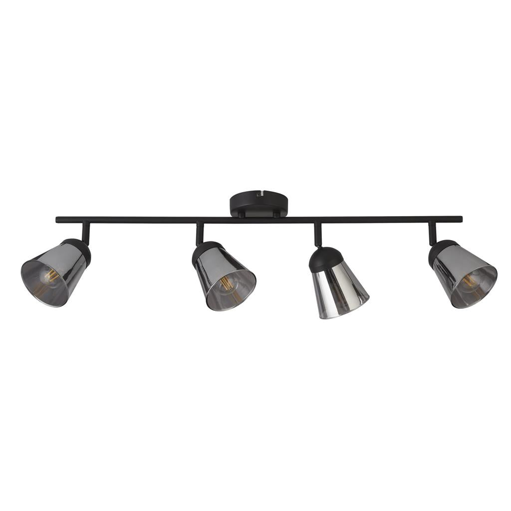 Mega 4Lt Bar Spotlight - Black Metal & Smoked Glass - Comet Lighting