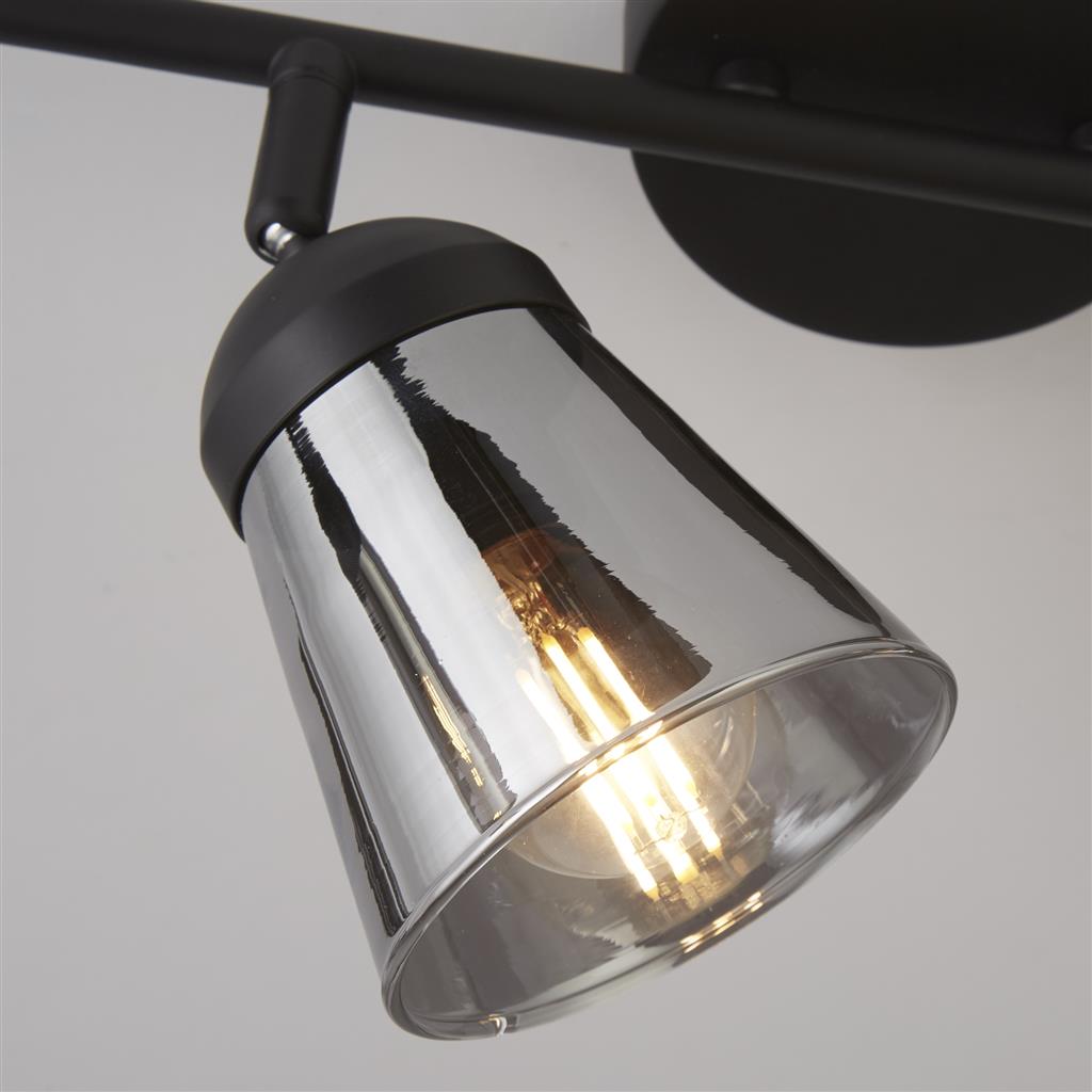 Mega 4Lt Bar Spotlight - Black Metal & Smoked Glass - Comet Lighting