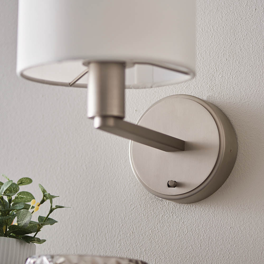 Daley Wall Light & White Shade - Comet Lighting