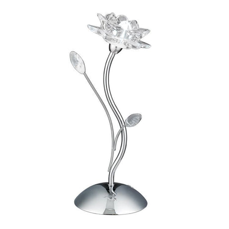 Searchlight Bellis Chrome Table Lamp Floral Glass