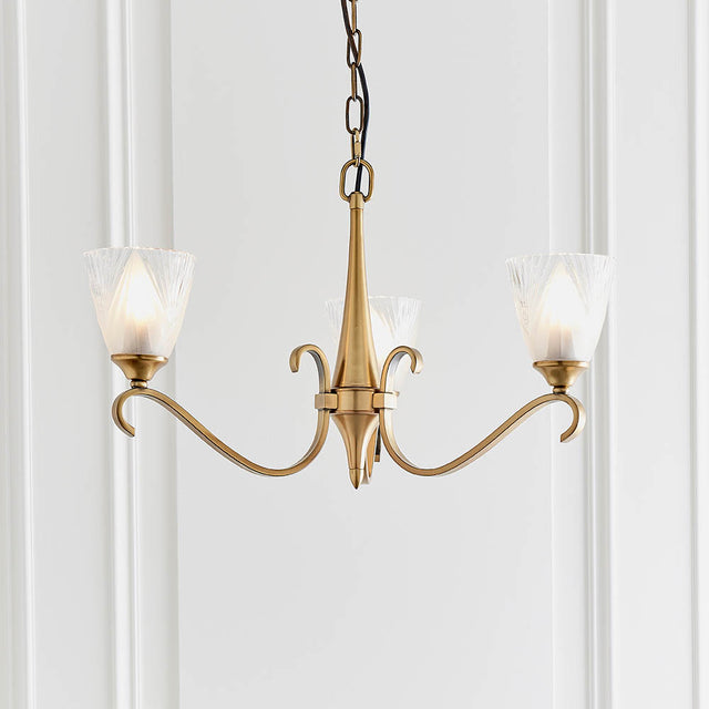 Columbia Brass 3-Light Pendant & Deco Glass - Comet Lighting